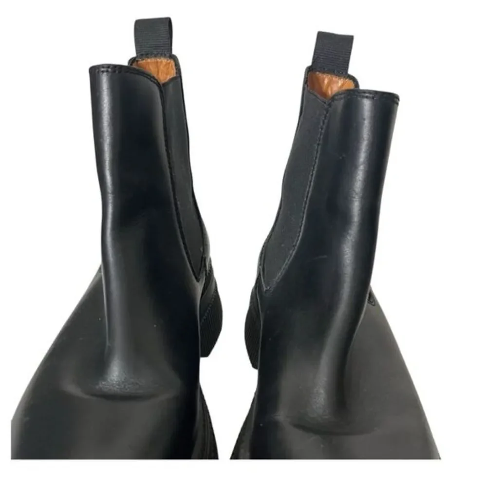 Ganni Black‎ Leather Chelsea Boots Women’s US 8 Platform Lug Sole Grunge